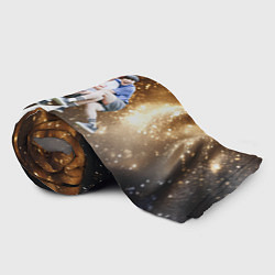Плед флисовый BTS черно-золотой фон, цвет: 3D-велсофт — фото 2