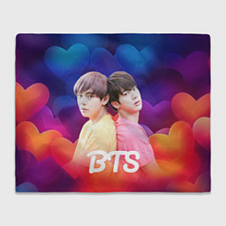 Плед флисовый BTS сердечки, цвет: 3D-велсофт