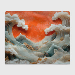 Плед флисовый Японский пейзаж абстракция, цвет: 3D-велсофт