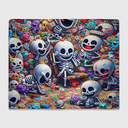 Плед флисовый Смеющиеся прикольные скелетики - нейроарт, цвет: 3D-велсофт