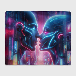 Плед флисовый Cyber love - metropolis neon glow, цвет: 3D-велсофт