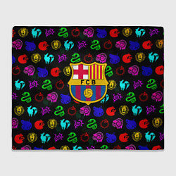 Плед флисовый Barcelona neon games logo, цвет: 3D-велсофт