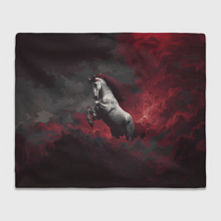 Плед флисовый Белая лошадь из красного тумана, цвет: 3D-велсофт