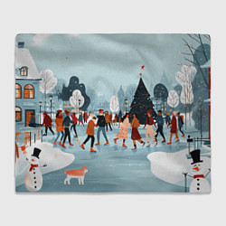 Плед флисовый Рождественский каток, цвет: 3D-велсофт