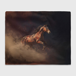 Плед флисовый Лошадь в прыжке из пыли, цвет: 3D-велсофт