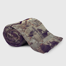 Плед флисовый Пришелец идёт вдоль стены с рваными афишами, цвет: 3D-велсофт — фото 2