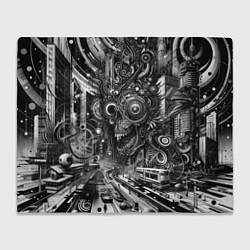 Плед флисовый Cyber urban skull - ai art fantasy, цвет: 3D-велсофт