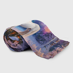 Плед флисовый Белая новогодняя лошадь, цвет: 3D-велсофт — фото 2