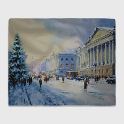 Плед флисовый Зимний праздничный Питер, цвет: 3D-велсофт