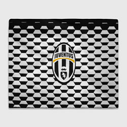 Плед флисовый Juventus геометрия черно белая, цвет: 3D-велсофт