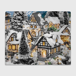 Плед флисовый Объемные новогодние дома, цвет: 3D-велсофт