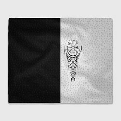 Плед флисовый Вегвизир и став бессмертия в рунах, цвет: 3D-велсофт