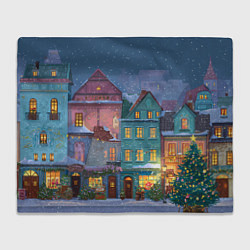 Плед флисовый Новогодний дворик, цвет: 3D-велсофт