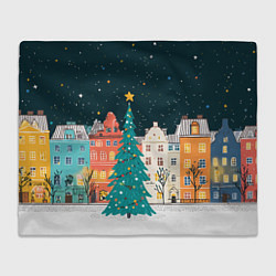 Плед флисовый Новогодняя ночь в городе, цвет: 3D-велсофт