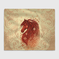 Плед флисовый Славянский конь, цвет: 3D-велсофт