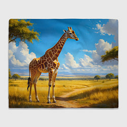 Плед флисовый Жираф в солнечной саванне, цвет: 3D-велсофт