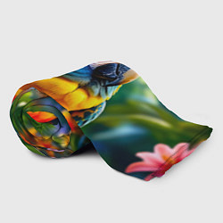 Плед флисовый Сине-жёлтый ара, цвет: 3D-велсофт — фото 2