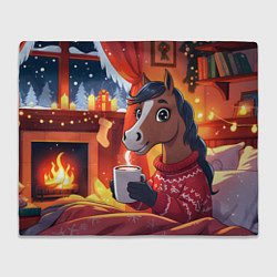 Плед флисовый Лошадка зимним вечером, цвет: 3D-велсофт