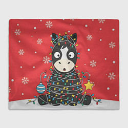 Плед флисовый Лошадка в новогодних огоньках, цвет: 3D-велсофт