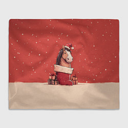 Плед флисовый Лошадка в новогоднем сапоге, цвет: 3D-велсофт