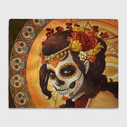 Плед флисовый Девушка. Сахарный череп, цвет: 3D-велсофт