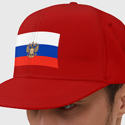 Кепка снепбек Герб России на фоне флага