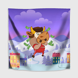 Скатерть для стола Денежный бык, цвет: 3D-принт