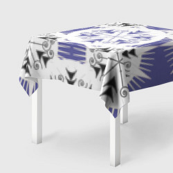 Скатерть для стола Острый белые снежинки на сиреневом фоне, цвет: 3D-принт — фото 2