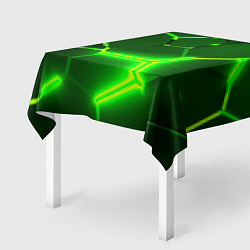 Скатерть для стола 3D ПЛИТЫ НЕОН NEON GREEN HEXAGON РАЗЛОМ, цвет: 3D-принт — фото 2