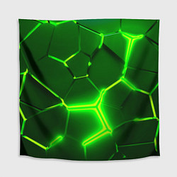 Скатерть для стола 3D ПЛИТЫ НЕОН NEON GREEN HEXAGON РАЗЛОМ, цвет: 3D-принт