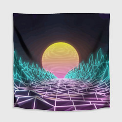 Скатерть для стола Vaporwave Закат солнца в горах Neon, цвет: 3D-принт