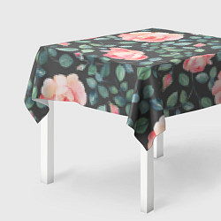 Скатерть для стола Розовые розы на сером фоне Цветы, цвет: 3D-принт — фото 2