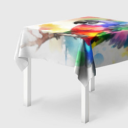 Скатерть для стола Разноцветный акварельный попугай, цвет: 3D-принт — фото 2