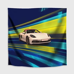 Скатерть для стола Спорткар Porsche в движении, цвет: 3D-принт