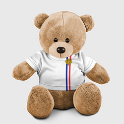 Игрушка-медвежонок Франция: лента с гербом цвета 3D-коричневый — фото 1