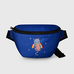 Поясная сумка Котик на радуге, цвет: 3D-принт