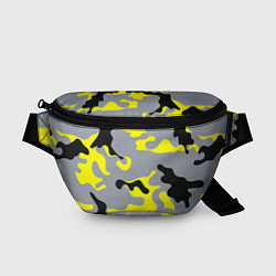 Поясная сумка Yellow & Grey Camouflage, цвет: 3D-принт
