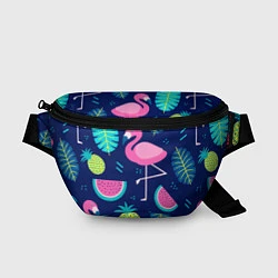 Поясная сумка Фруктовый фламинго, цвет: 3D-принт