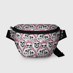 Поясная сумка Черепа в розовых платках, цвет: 3D-принт