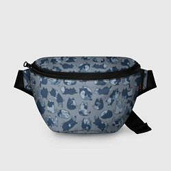 Поясная сумка Камуфляж с котиками серо-голубой, цвет: 3D-принт