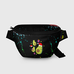 Поясная сумка Новогодние Авокадо, цвет: 3D-принт