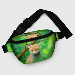 Поясная сумка Лисенок в зеленом лесу, цвет: 3D-принт — фото 2