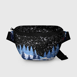 Поясная сумка Снежная ночь в зимнем лесу, цвет: 3D-принт