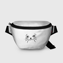 Поясная сумка Милый котик на белом, цвет: 3D-принт