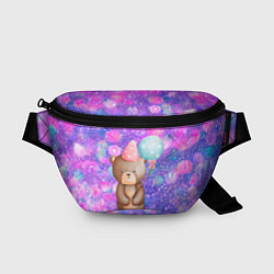 Поясная сумка День Рождения - Медвежонок с шариками, цвет: 3D-принт