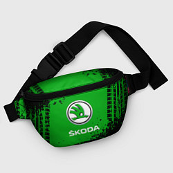 Поясная сумка Skoda следы от шин, цвет: 3D-принт — фото 2