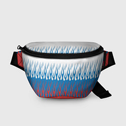 Поясная сумка Флаг России пламя, цвет: 3D-принт