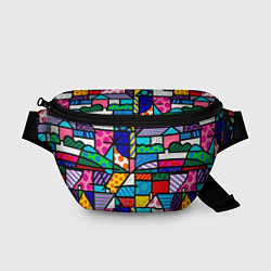 Поясная сумка Ромеро Бритто красочный узор, цвет: 3D-принт