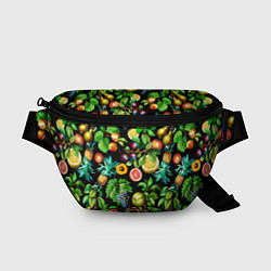 Поясная сумка Сочные фрукты - персик, груша, слива, ананас, цвет: 3D-принт