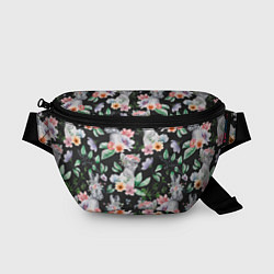 Поясная сумка Котики в цветочках, цвет: 3D-принт